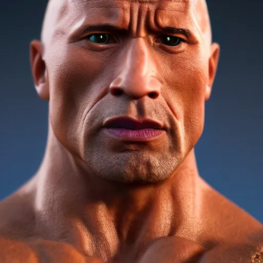 Prompt: Figurine of Dwayne the Rock Johnson, super detailed, photo realistic, cgsociety, by YCFCG