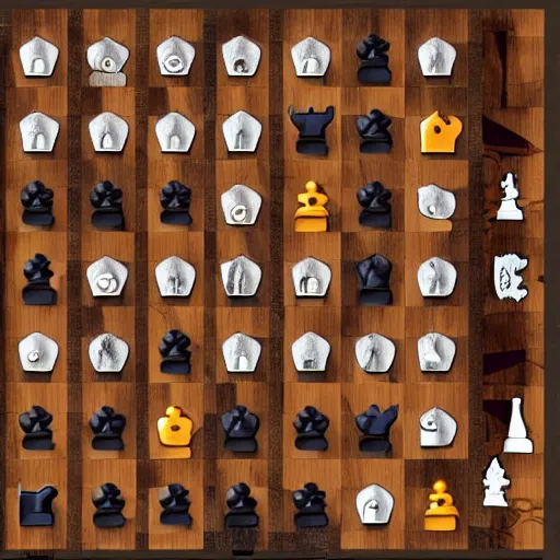 Prompt: a realistic chess board with hobbits, wizards and elves as the game pieces