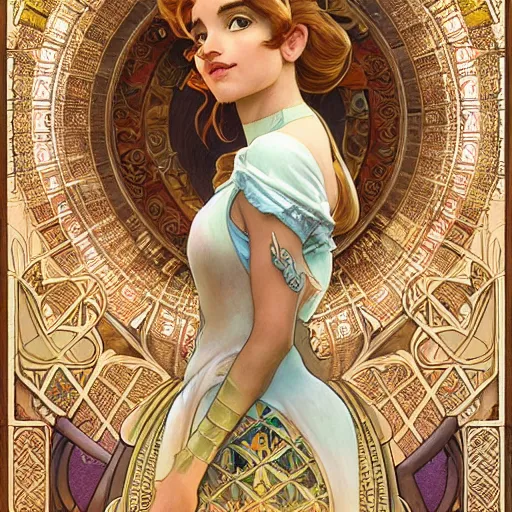 Image similar to super mario | highly detailed | very intricate | art nouveau | gold filigree | romantic storybook fantasy | soft cinematic lighting | award - winning | disney watercolor illustration by mandy jurgens and alphonse mucha and alena aenami | pastel color palette | featured on artstation