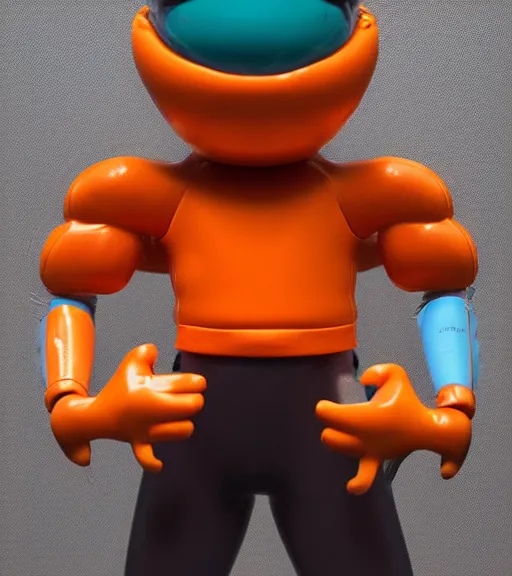 Prompt: accurate detailed pvc inflated orange and teal colored god, full body, futuristic, concept art, character only, detailed art, adidas streetwear, figurine!!!, studio lighting, grey background, no shadow, trending on artstation, 4 k, sharp, highly - detailed, focus on face!!!