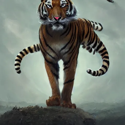 Image similar to a aesthetic award winning commission portrait of a fit anthro tiger wearing military uniform,digital art,art by greg rutkowski,art germ,charles bowater,trevor henderson,detailed beautfiul face,photorealistoc,hyperdetailed,dramatic,artstation,deviantart,professional lighting,western comic art,clean lineart