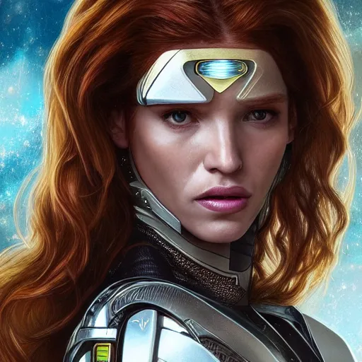 Prompt: ultra realistic illustration, bella thorne as borg 7 of 9 from star trek, intricate, elegant, highly detailed, digital painting, artstation, concept art, smooth, sharp focus, illustration, art by artgerm and greg rutkowski and alphonse mucha