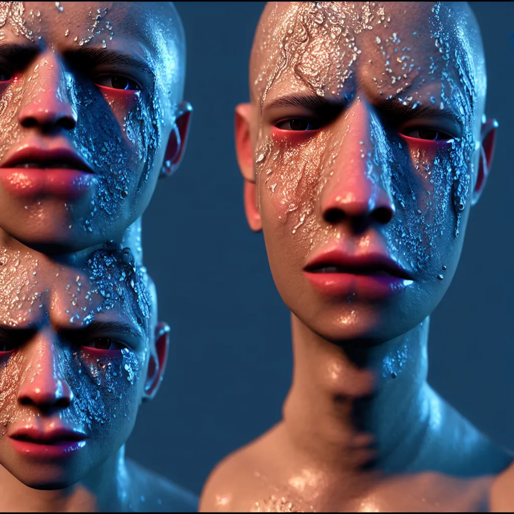 glistering wet sweaty skin face unreal engine 4 k 8 k | Stable ...