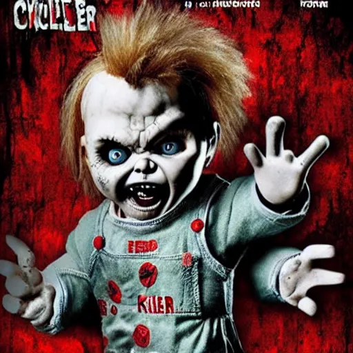 Image similar to Chucky the killer doll VS Zombies movie poster