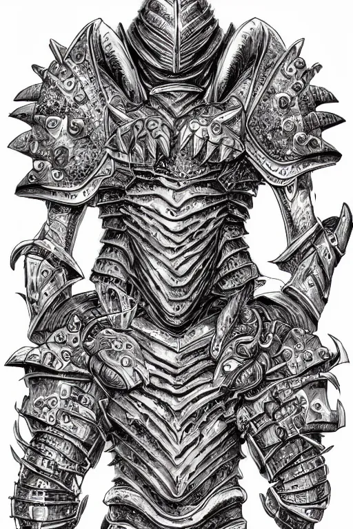 Image similar to human warrior, lobster themed armour, symmetrical, highly detailed, digital art, sharp focus, trending on art station, kentaro miura manga art style