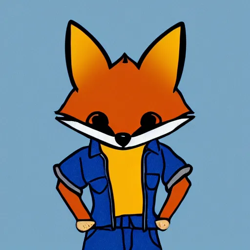 Image similar to A fox wearing a t-shirt and jeans.