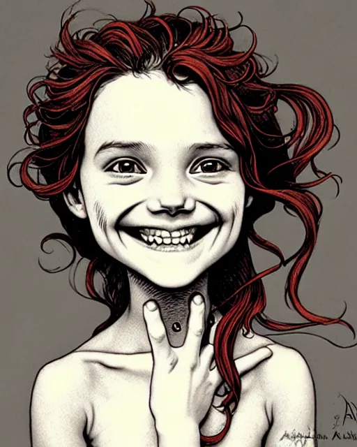 Image similar to cute smiling girl portrait by by Aaron Horkey, Abigail Larson, Adam Paquette, Adam Varga, Adolph Menzel