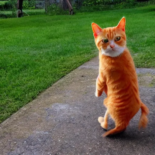 Image similar to orange tabby cat riding a unicycle