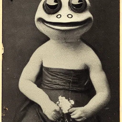 Image similar to pepe the frog, 1 9 th century photography