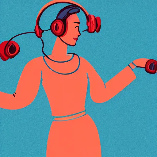 Image similar to illustration of a beautiful woman with headphones dancing