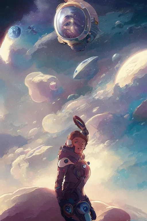 Image similar to astronautlost in the ocean, space themed, highly detailed, digital painting, artstation, concept art, smooth, sharp focus, illustration, art by artgerm and greg rutkowski and alphonse mucha