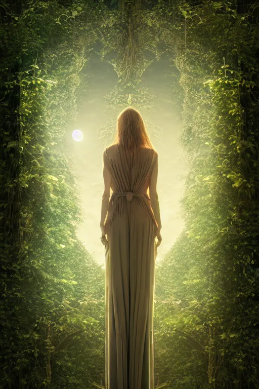 Image similar to book cover example, ivy on the right side and left side, high quality fantasy stock photo, unsplash transparent, forest and moon, intricate detail, elegant, hyper realistic, ultra detailed, octane render, volumetric cinematic lighting, 8 k post - production