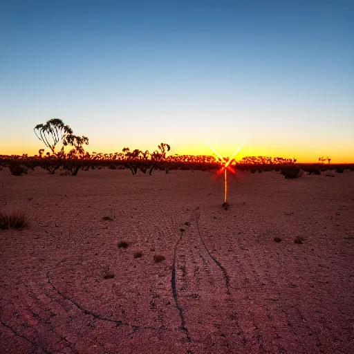 Prompt: bio-sensor net for monitoring the australian desert, XF IQ4, 150MP, 50mm, F1.4, ISO 200, 1/160s, dawn