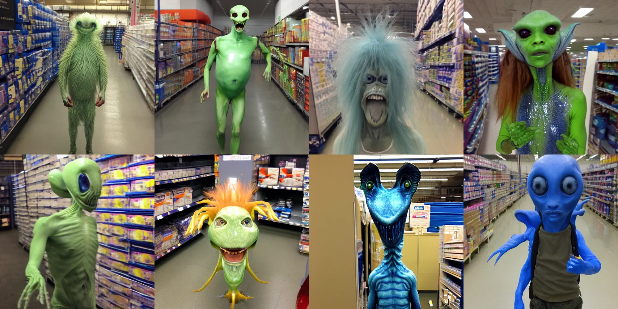 Prompt: Just one of the alien inhabitants that live in the backrooms of Walmart