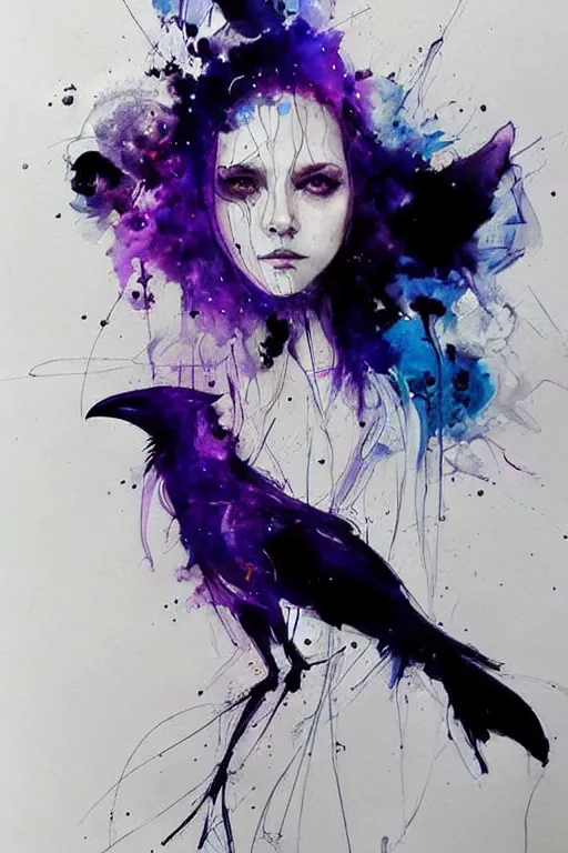 Image similar to scifi futuristic raven bird art by agnes cecile, beautiful, soft, smooth