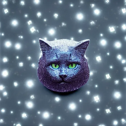 Image similar to a photo of a cat in a cloud of glitter, duochrome, calcium sodium borosilicate, f 1. 4