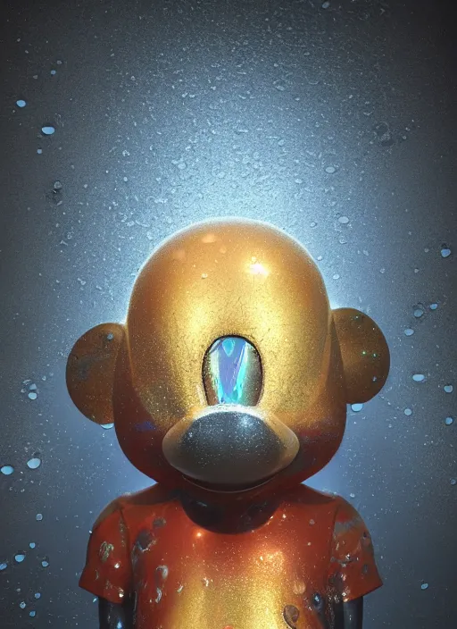 Image similar to mickey mouse head, fractal, broken, wet, mycelium, radiant alien, rococo, baroque, automotive, bio-mechanical, porcelain, iridescent sub surface scattering, octane render