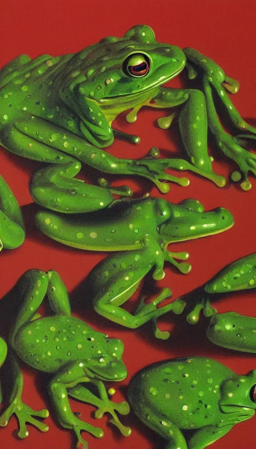 Prompt: raining frog by René Magritte, detailed, 4k