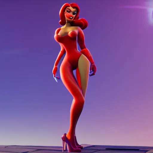 Image similar to Jessica Rabbit as a character in fortnite, 4k, octane render