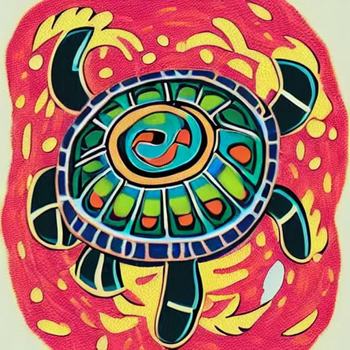 Image similar to magic turtle, maori art