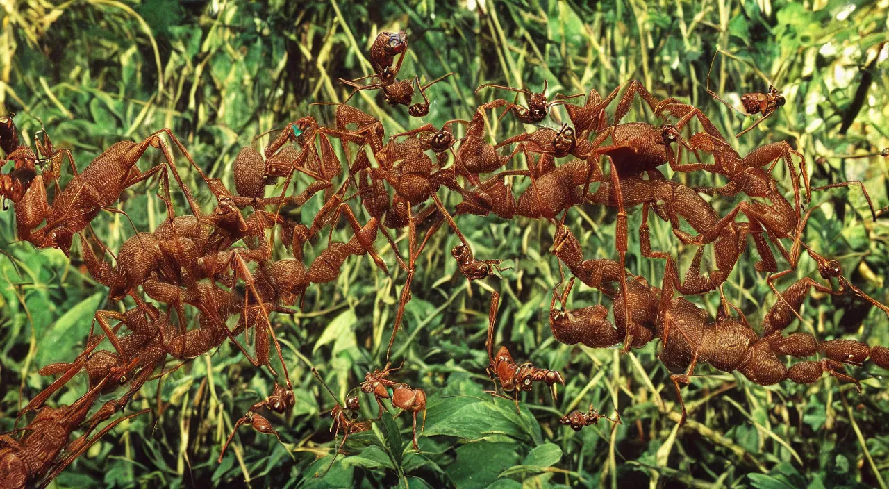 Image similar to an incredible intricate surrealist monster of the mix of human and ants in the jungle, by the best photographer of national geographic, scientific photo, hight quality, realistic light, kodachrome 6 4, hiperdetailed