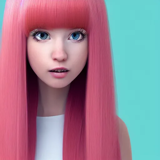 Prompt: A portrait of Nikki from Shining Nikki, a cute 3d cgi toon young woman with long pink hair, full bangs, hazel eyes, full face, light makeup, pale skin, Chinese, medium shot, mid-shot, soft focus, 4k, trending on artstation, as a Pixar character,