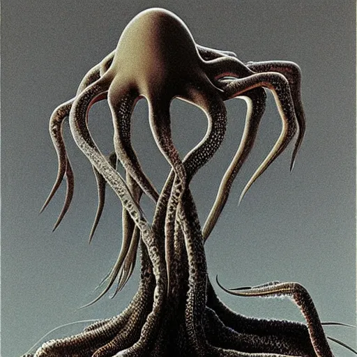 Image similar to Six-legged Squid by zdzisław beksiński
