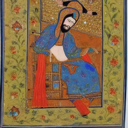 Image similar to a persian miniature painting by aqa mirak