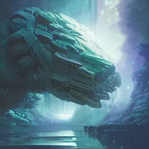 Image similar to matte digital artwork of the galactic beast, iridescent scales, by greg rutkowski and tim white