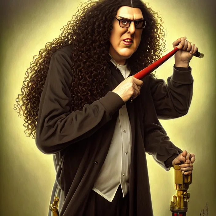 Prompt: Weird Al Yankovic in Monster’s Inc., Pixar, diffuse lighting, fantasy, intricate, elegant, highly detailed, lifelike, photorealistic, digital painting, artstation, illustration, concept art, smooth, sharp focus, art by John Collier and Albert Aublet and Krenz Cushart and Artem Demura and Alphonse Mucha