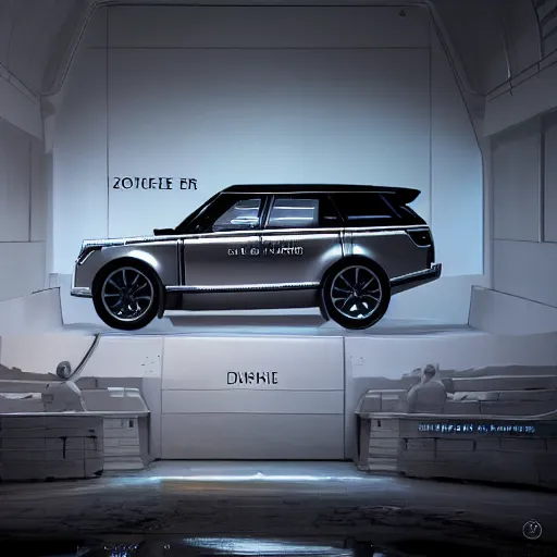 Image similar to sci-fi range rover and wall structure in the coronation of napoleon painting by Jacques-Louis David in the blade runner 2049 film and point cloud in the middle and everything in form of zaha hadid architects artwork by caravaggio unreal engine 5 keyshot octane lighting ultra high detail ultra hyper realism 8k 16k in plastic dark tilt shift full-length view