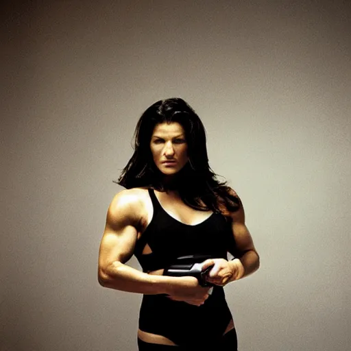 Image similar to dramatic lighting, a close - up studio photographic portrait of gina carano by steve mccurry