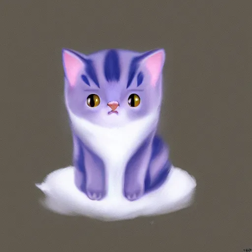 Image similar to cute kitty as a cloud, fluffy, pixar, concept art, digital art, painting