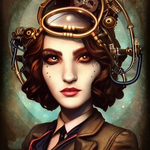 Image similar to lofi underwater bioshock steampunk portrait, Pixar style, by Tristan Eaton Stanley Artgerm and Tom Bagshaw.