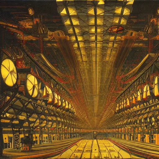 Prompt: huge stunning super computer, many details, many lights, glowing lights and shadow, hi-tech, cinematic, cables everywhere by albrecht durer