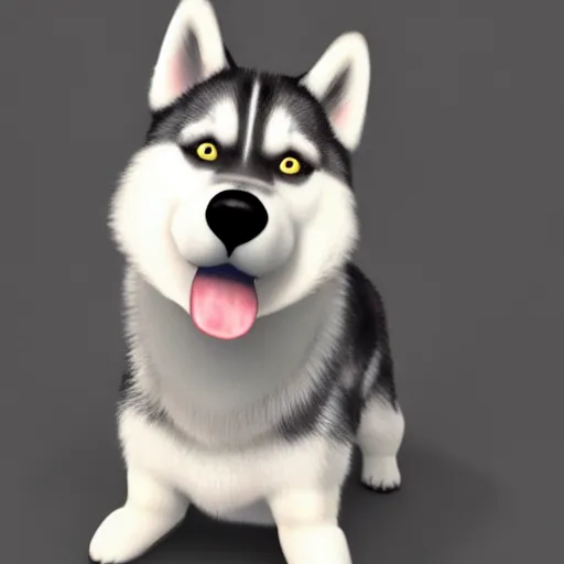 Prompt: 3d render of a cute husky dog, digital art, unreal engine 5