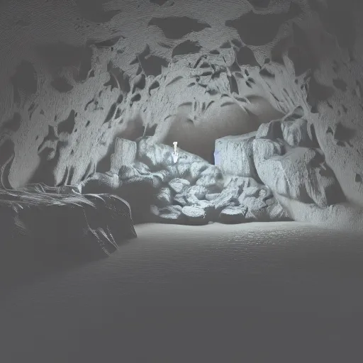 Prompt: dimly lit cave with crystals, raytracing, vray