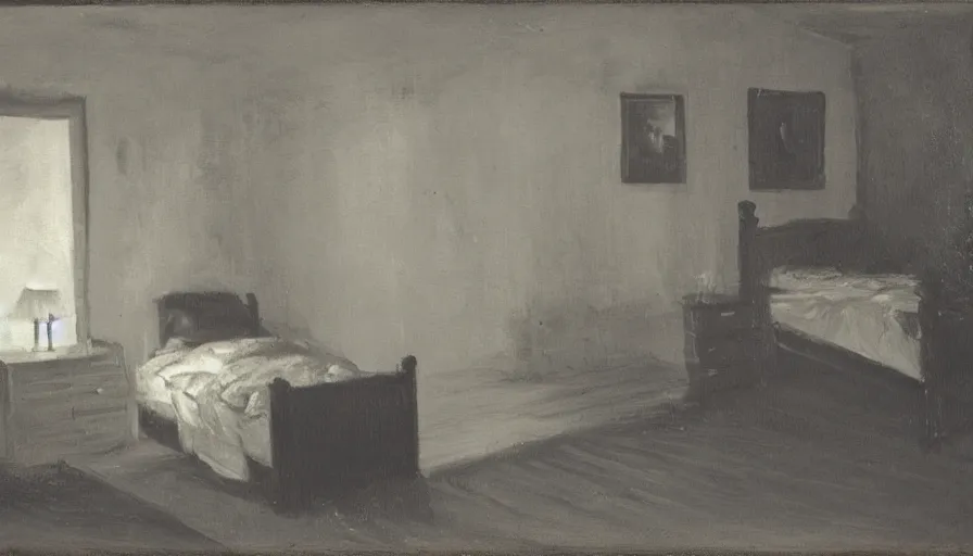 Prompt: a old bedroom at night