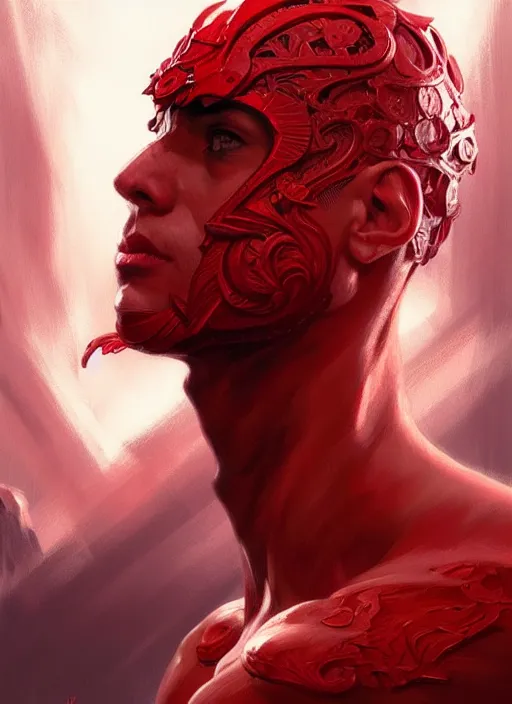 Image similar to portrait of aggressive xavi hernandez, d & d, muscular! red, fantasy, intricate, elegant, highly detailed, digital painting, artstation, concept art, smooth, sharp focus, illustration, art by artgerm and greg rutkowski and alphonse mucha