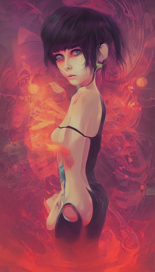 Image similar to psytrance artwork, by ilya kuvshinov