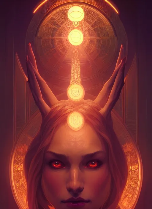 Prompt: symmetry!! portrait of demon terrfied by angle, glowing lights!! intricate, elegant, highly detailed, digital painting, artstation, concept art, smooth, sharp focus, illustration, art by artgerm and greg rutkowski and alphonse mucha, 8 k