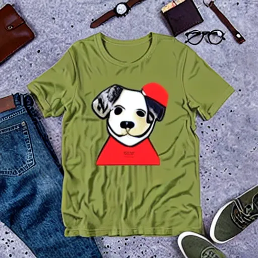 Prompt: bootleg tshirt of a cartoon dog smoking a blunt