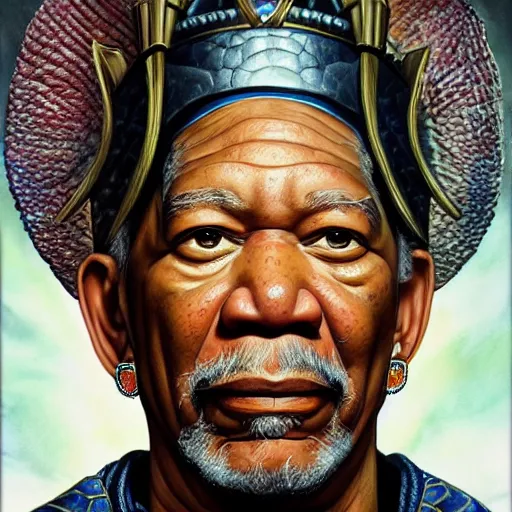 Prompt: a detailed fantasy character portrait of morgan freeman as egyptian god by lauri blank, artgerm, evelyn de morgan, 8K, 50mm lens