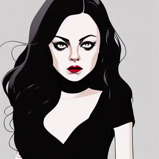 Prompt: mila kunis as morticia addams, clean cel shaded vector art. shutterstock. behance hd by lois van baarle, artgerm, helen huang, by makoto shinkai and ilya kuvshinov, rossdraws, illustration