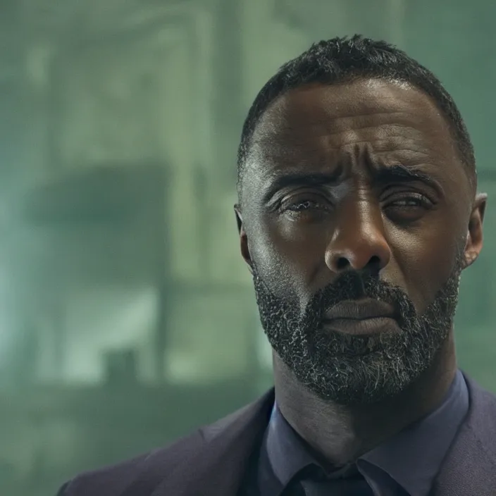 Prompt: film still of Idris Elba as Green Lanturn in new DC film, photorealistic 4k