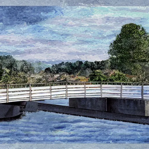 Prompt: a floating bridge, artistic rendition