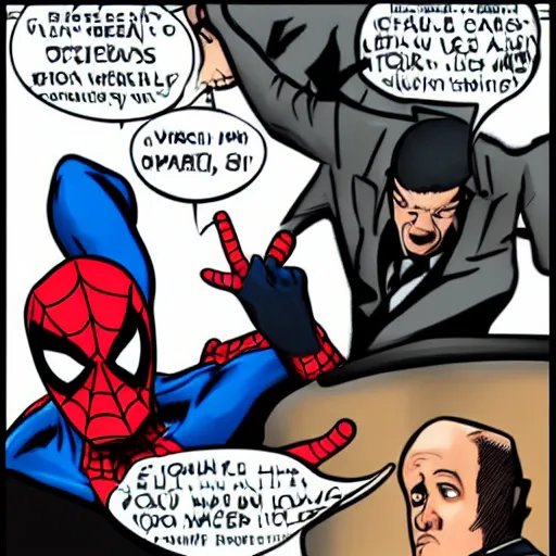 Prompt: spider-man fighting a judge in court