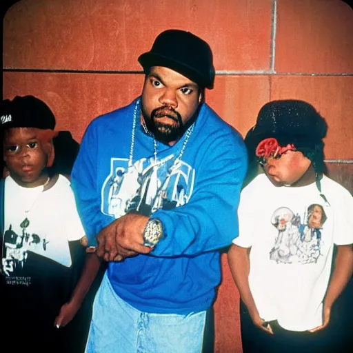 Image similar to ice cube as a toddler , gangsta gang in kindergarten