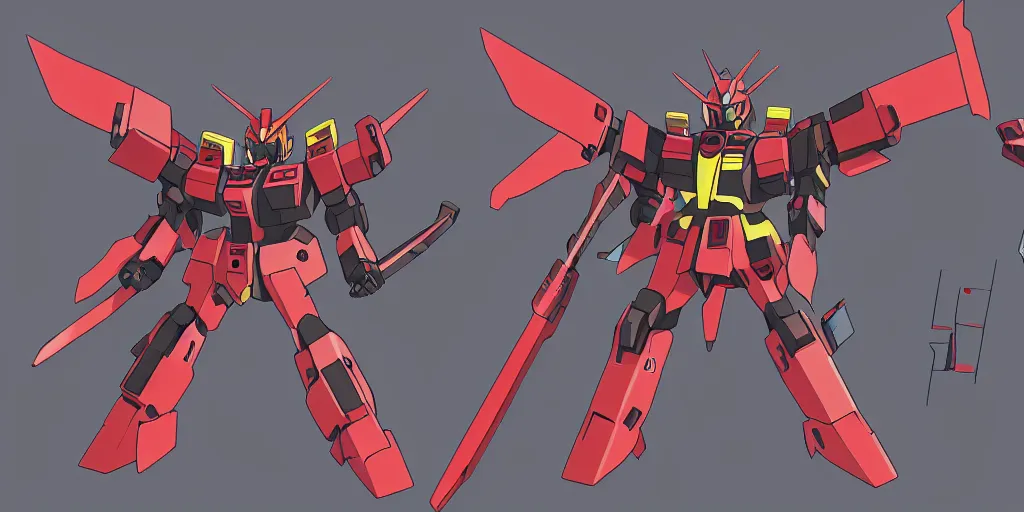 Image similar to socialist gundam communist robot with claws flying in the dawn of the humanity, anime stile, cell shading, cinematic lighting