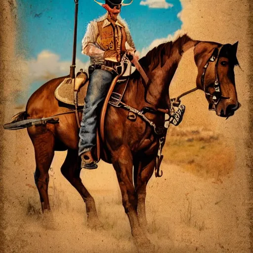 Image similar to realistic shaded poster of a cowboy wild west